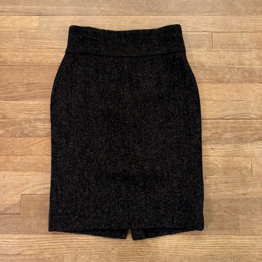 Classiques Entier wool blend black gold midi pencil skirt size 4
 b52